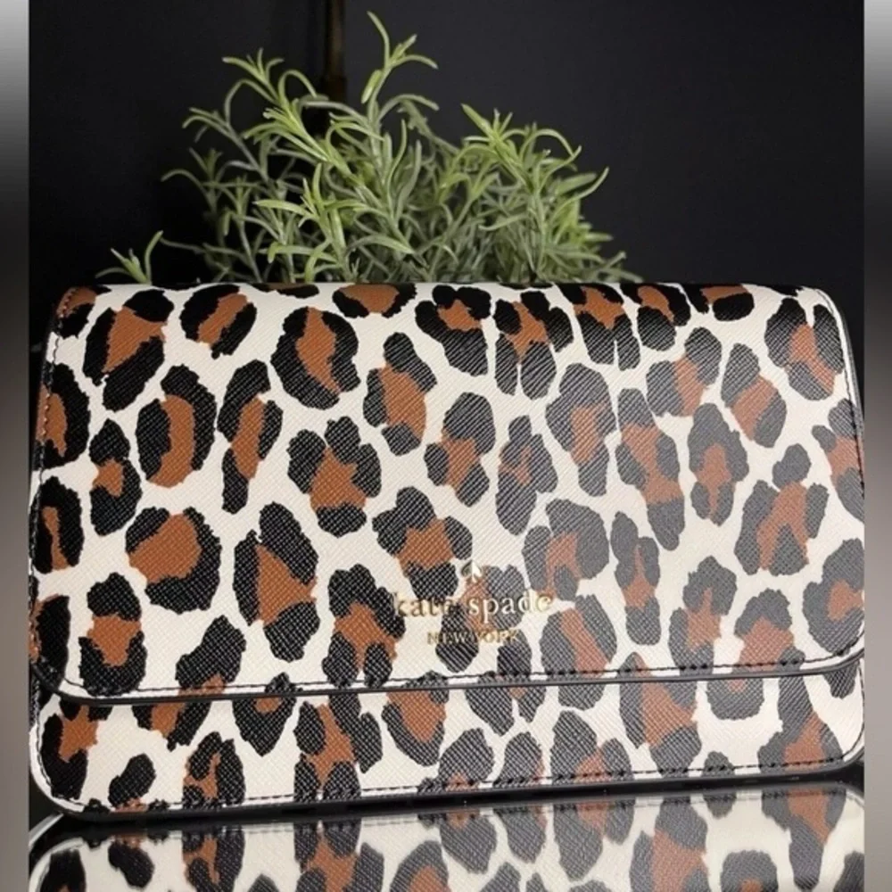 Kate Spade Madison Leopard Flap Crossbody Saffiano NWT